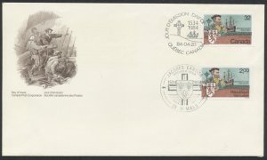 1984 Canada FDC J Cartier Dual Franked Canada #1011/France #1923 Canada Post