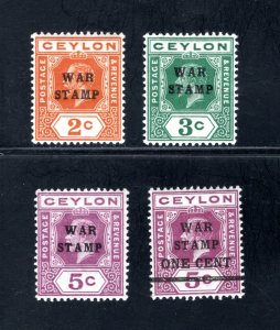 Ceylon #MR1-MR4,   VF, Unused, Original Gum, CV $12.50 ....  1290558