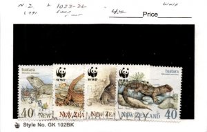 New Zealand, Postage Stamp, #1023-1026 Used, 1991 Lizards, WWF (AB)