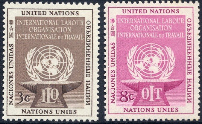 25-26 United Nations 1954 Labor Organizations MNH