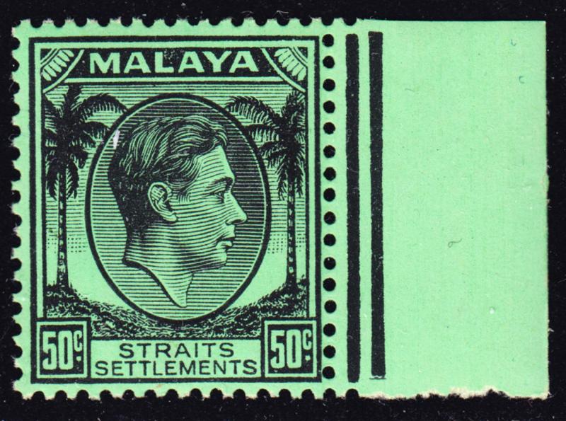 Malaya Straits Settlements Scott 249  VF mint OG NH sheet margin.