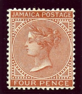 Jamaica 1910 QV 4d red-brown MLH. SG 48. Sc 49.