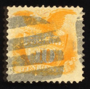 US Scott 116 Used 10c yellow Shield  and  Eagle, G grill Lot M1034 bhmstamps