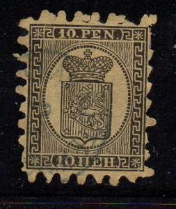 Finland Sc 8 1870 10p black Coat of Arms stamp used