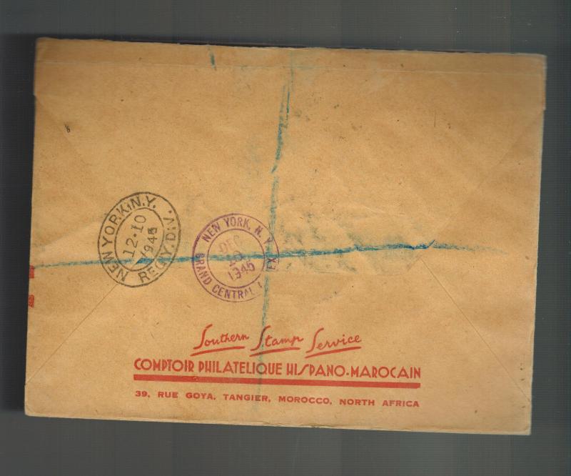 1945 Tangier Morocco airmail cover to USA # C27-C31