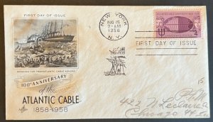 ATLANTIC CABLE CENTENNIAL #1112 AUG 15 1958 NEW YORK FIRST DAY COVER (FDC) BX6