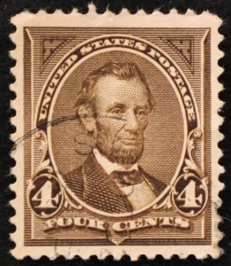 U.S. Used Stamp Scott #269 4c Lincoln, XF. Huge Margins. CDS Cancel. A Gem!