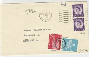 England to Switzerland 1967 Postings to Pay Bolton Cancel Stamps Cover Ref 25258