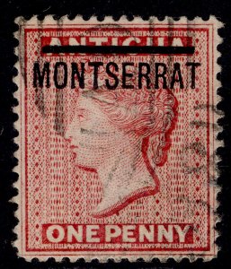 MONTSERRAT QV SG8, 1d red, FINE USED. Cat £18.