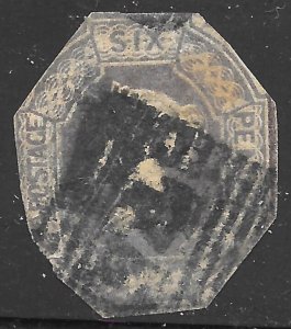 Great Britain Scott 7 Used 6d Queen Victoria Embossed issue of 1854 cut to shape