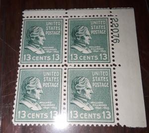 1938 mint never hinged 13c plate block