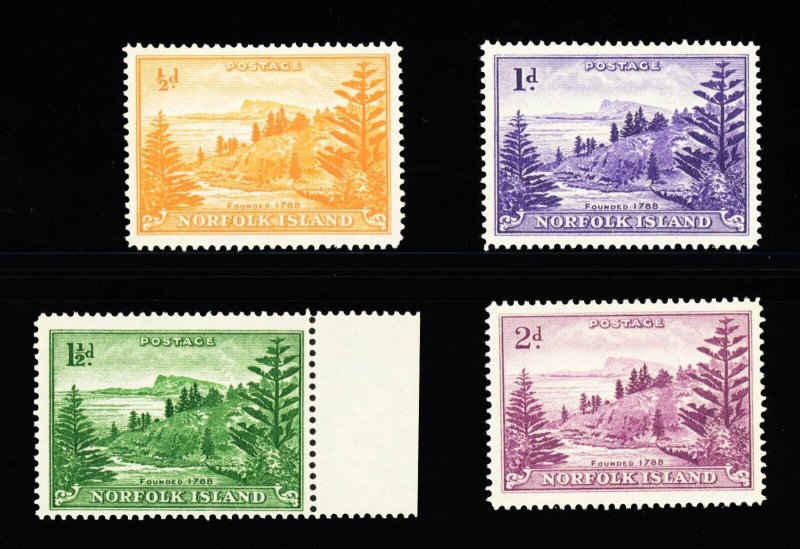 [NORFOLK ISLAND] 1947: ½d-2d SG 1a-4a / SC 1-4 var. White Paper (MNH)
