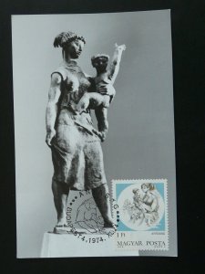 sculpture Jeno Kerenyi mother and child maximum card Hungary 85930