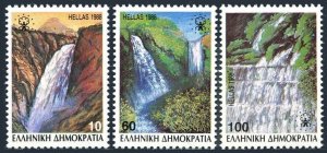 Greece 1628-1630, MNH. Mi 1692-1694. Waterfalls 1988. Catarractis village,Edessa