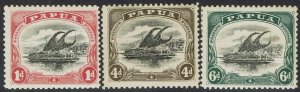 PAPUA 1907 LAKATOI SMALL PAPUA 1D 4D AND 6D WMK UPRIGHT PERF 11