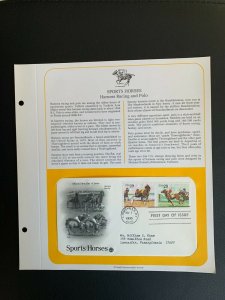 sports horses stamp FDC with introduction pages