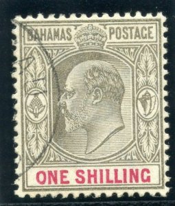 Bahamas 1902 KEVII 1s grey-black & carmine very fine used. SG 67. Sc 41.