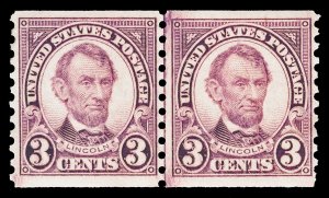 Scott 600 3c Lincoln Coil Joint Line Pair Mint F-VF OG LH Cat $30