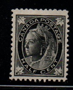 Canada Sc 66 1897 1/2c black Victoria Maple Leaf stamp mint