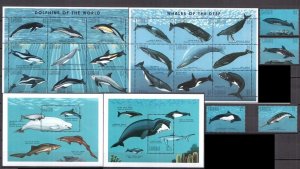 1995	Gambia	marine life whales set+2klb+2s/s MNH	230