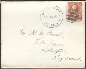 1885, Alexandria Bay Jeff Co., NY cds & matching cancel ties 2¢ (#210) banknote,