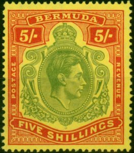 Bermuda 1945 5s Green & Red-Pale Yellow SG118e V.F MNH