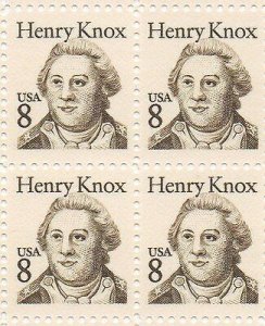 1985 Henry Knox Block of 4 8c Postage Stamps, Sc#1851, MNH, OG