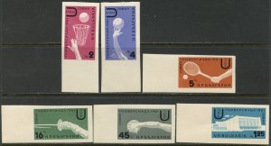 BULGARIA Sc#1157-1162 1961 World University Games Imperforate Complete OG MNH