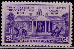 United States 1938, Constitution Ratification, Old Courthouse, 3c, sc#835, MH