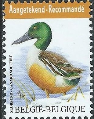 Belgium 2015 Bird Shoveler duck definitive high face value stamp MNH