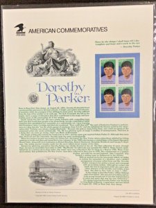 Commemorative Panel #391  Dorothy Parker #2698   29 c  1992