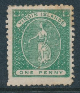 British Virgin Islands SG 1 One Penny Green No Watermark