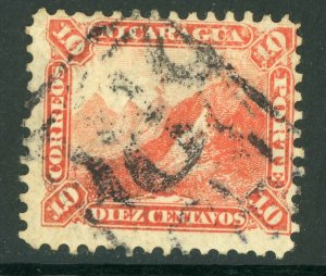 Nicaragua 1869-73 Momotombo 10¢ Orange Perf 12 w/Chinandega Cancel L107