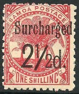 Samoa SG86 2 1/2d (Black) on 1/- dull rose-carmine M/M Cat 15 pounds