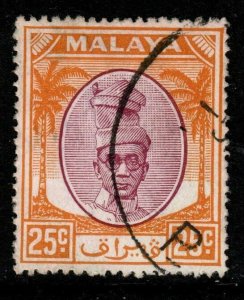 MALAYA PERAK SG141 1950 25c PURPLE & ORANGE FINE USED