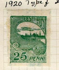 ESTONIA; 1920 early Imperf local issue Mint hinged 25p. value