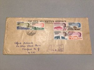 Antigua  1966 O. H. M. S. Registered United States Stamps Postal Cover Ref 64626 
