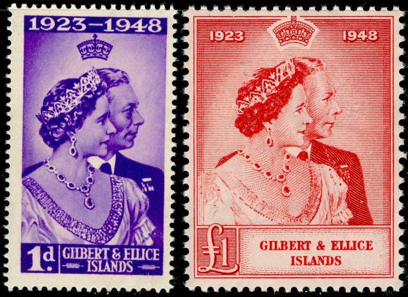 GILBERT AND ELLICE ISLANDS SG57-58, COMPLETE SET, NH MINT. Cat £16. RSW.