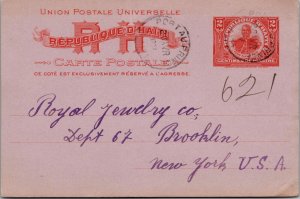 1907 Port Au Prince Haiti Postal Stationery Postcard Cover To Brooklyn NY USA