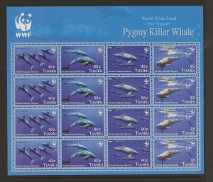 Tuvalu 2006 WWF Pygmy Killer Whale sg.1224-7complete  sheet of 4 strips  MNH 