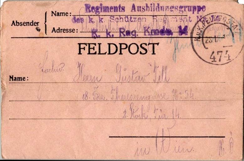 Austria Soldier's Free Mail 1917 K. und K. Feldpostamt 474 Feldpostcard to Wi...