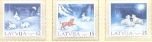 Latvia Sc 540-2 2001 Christmas stamp set mint NH