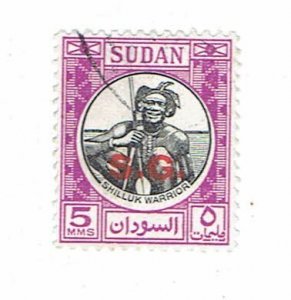 SUDAN SCOTT#O48 1951 SHILLUK WARRIOR - OVERPRINT S.G. - USED