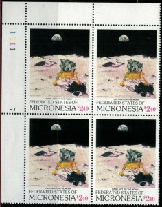 ZAYIX 1989 Micronesia 82 MNH plate block - Moon Landing Apollo Space 072122S02