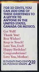 Booklet - United States 1987 Greetings $2.20 Booklet (pan...