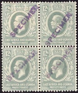 KUT SG48s KGV 12c Slate-Grey opt Specimen locally Block 3 x U/M