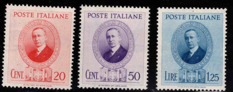 Italy Scott 397-399 MH* 1938 Marconi set
