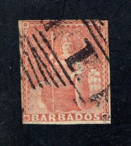 Barbados #4   VF, Used,  Imperf., CV $325.00  .....  0480003