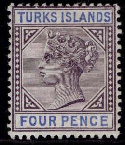 TURKS & CAICOS ISLANDS QV SG71, 4d dull purple & ultramarine, M MINT. Cat £25.