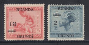 Ruanda Urundi Sc 35-36 MNH. 1931 Surcharges, complete set of 2, fresh, bright